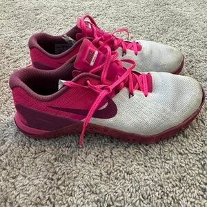 Nike Pink and White Athletic Shoes with Breathable Mesh